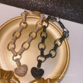 Goldherz-Kupfer-Armbandkette für Frauenschmuck, Blingbling-Armbänder berühmte Marke mit Diamanten